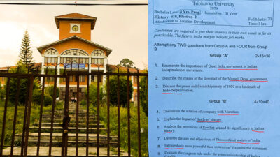 त्रिविको लापरवाही : परीक्षा त्रिविको प्रश्नपत्र दिल्लीको !